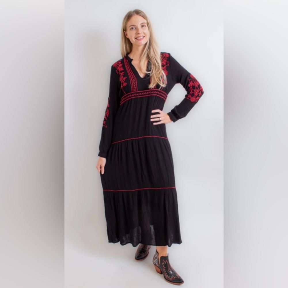 Roper Brand Embroidered Maxi Dress